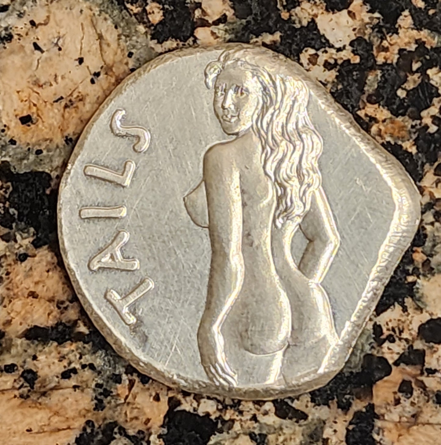 Heads Tails Hand Poured Sexy Woman .999 Silver Round 1+ Troy Ounce w/ COA