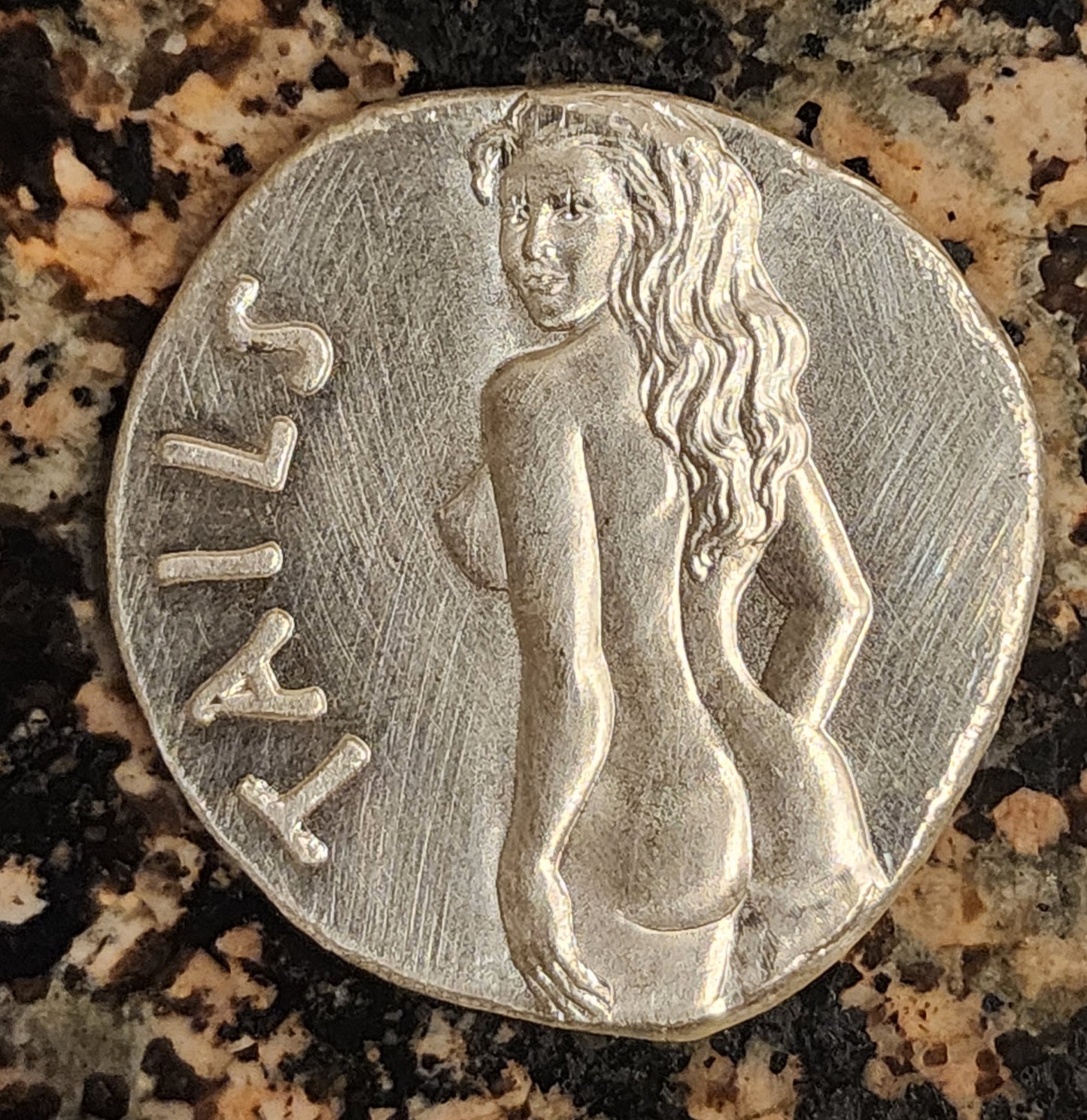 Heads Tails Hand Poured Sexy Woman .999 Silver Round 1+ Troy Ounce w/ COA