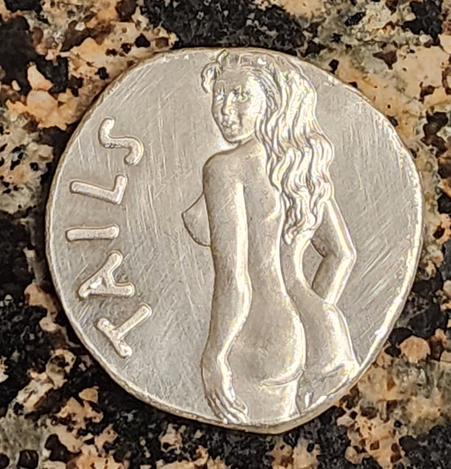 Heads Tails Hand Poured Sexy Woman .999 Silver Round 1+ Troy Ounce w/ COA