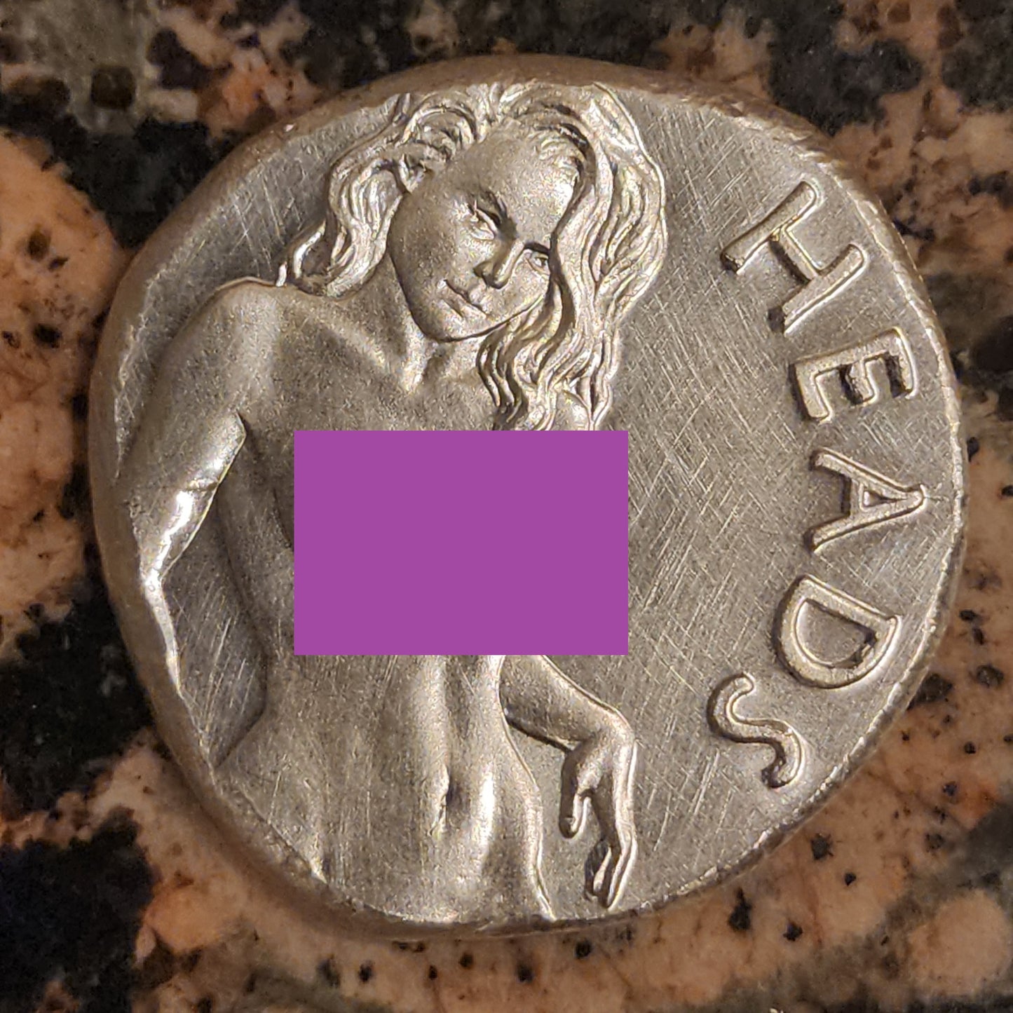 Heads Tails Hand Poured Sexy Woman .999 Silver Round 1+ Troy Ounce w/ COA