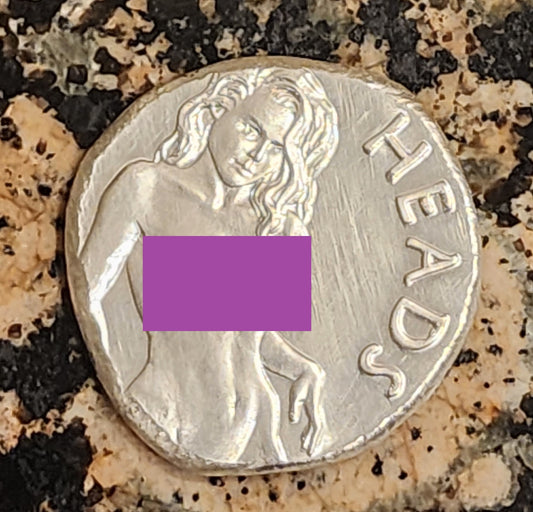 Heads Tails Hand Poured Sexy Woman .999 Silver Round 1+ Troy Ounce w/ COA