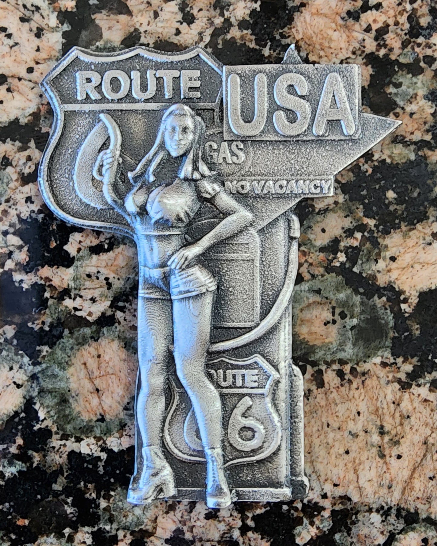 Route 66 Babe Sexy Hand Poured Silver 3 Troy Ounces .999 Fine w/COA