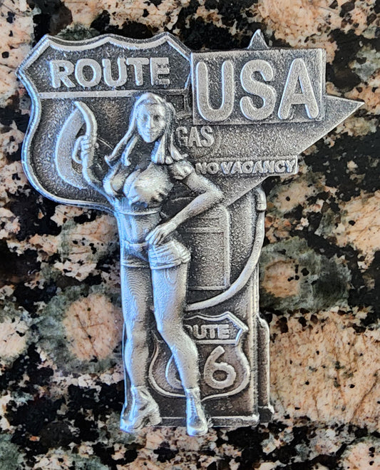 Route 66 Babe Sexy Hand Poured Silver 3 Troy Ounces .999 Fine w/COA