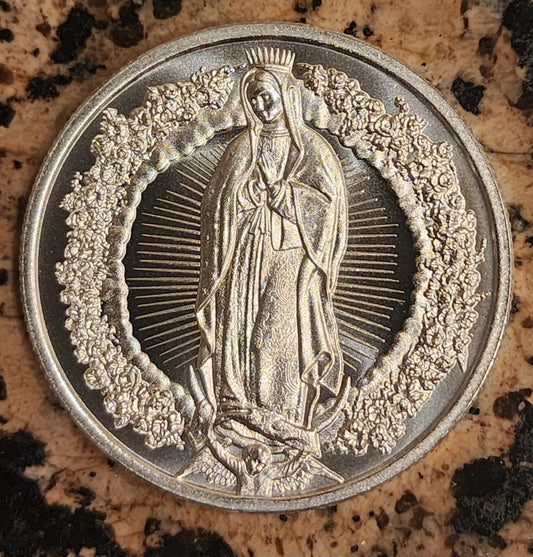 2023 – OUR LADY OF GUADALUPE 1 Troy Oz Silver Round .999 BU w/ Protective Cap