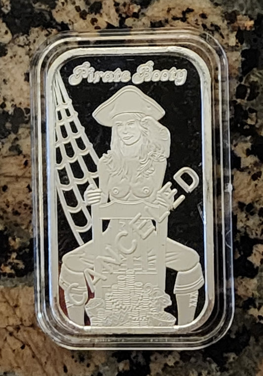 2023 Cancelled Pirates Booty Rare .999 1oz Bar Limited Mintage of 50 with COA