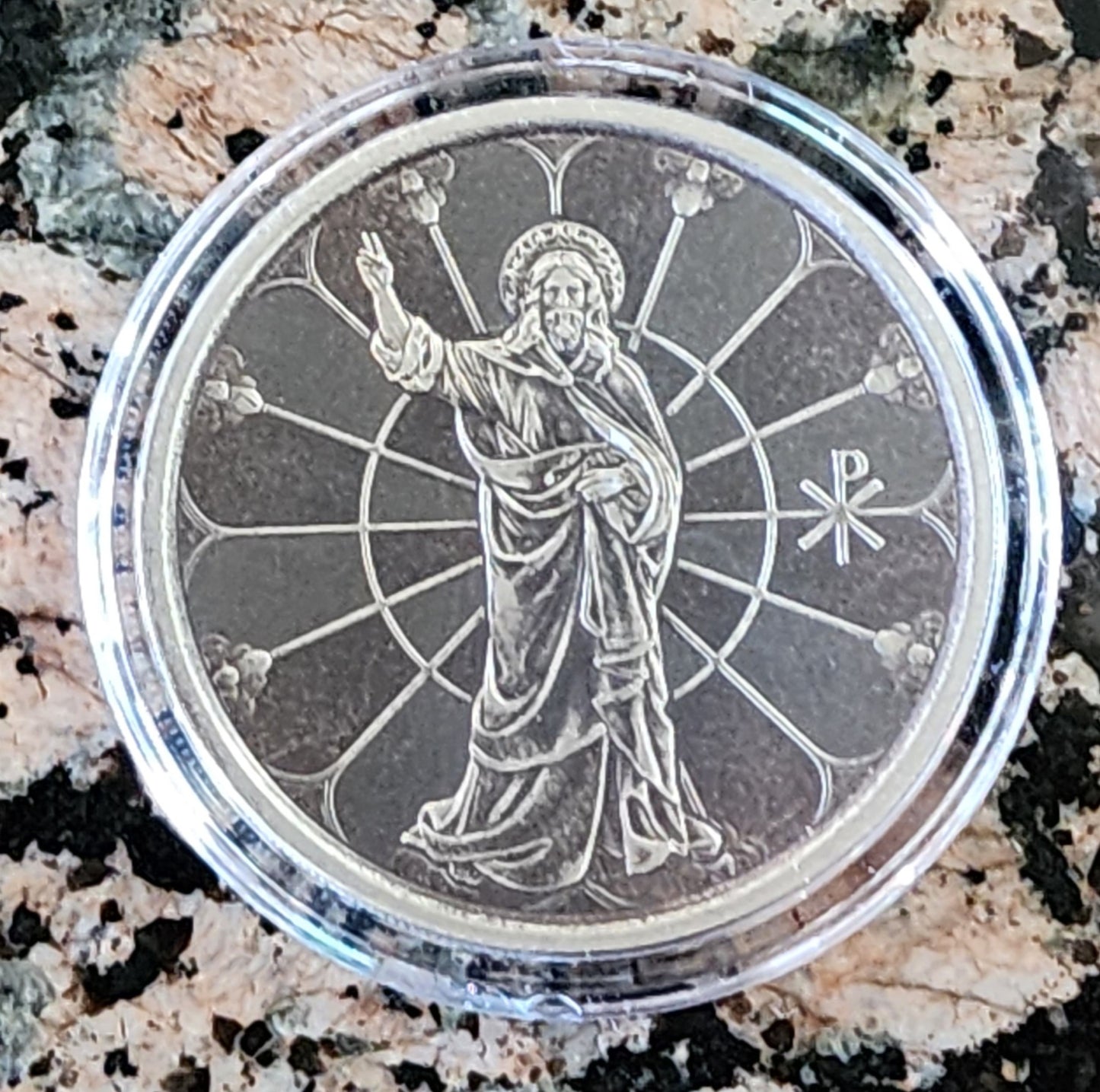 2022 JESUS COLLECTION LIGHT OF CHRIST ANTIQUE 1 OZ .999 SILVER PROOF-LIKE COIN w/ CAPSULE