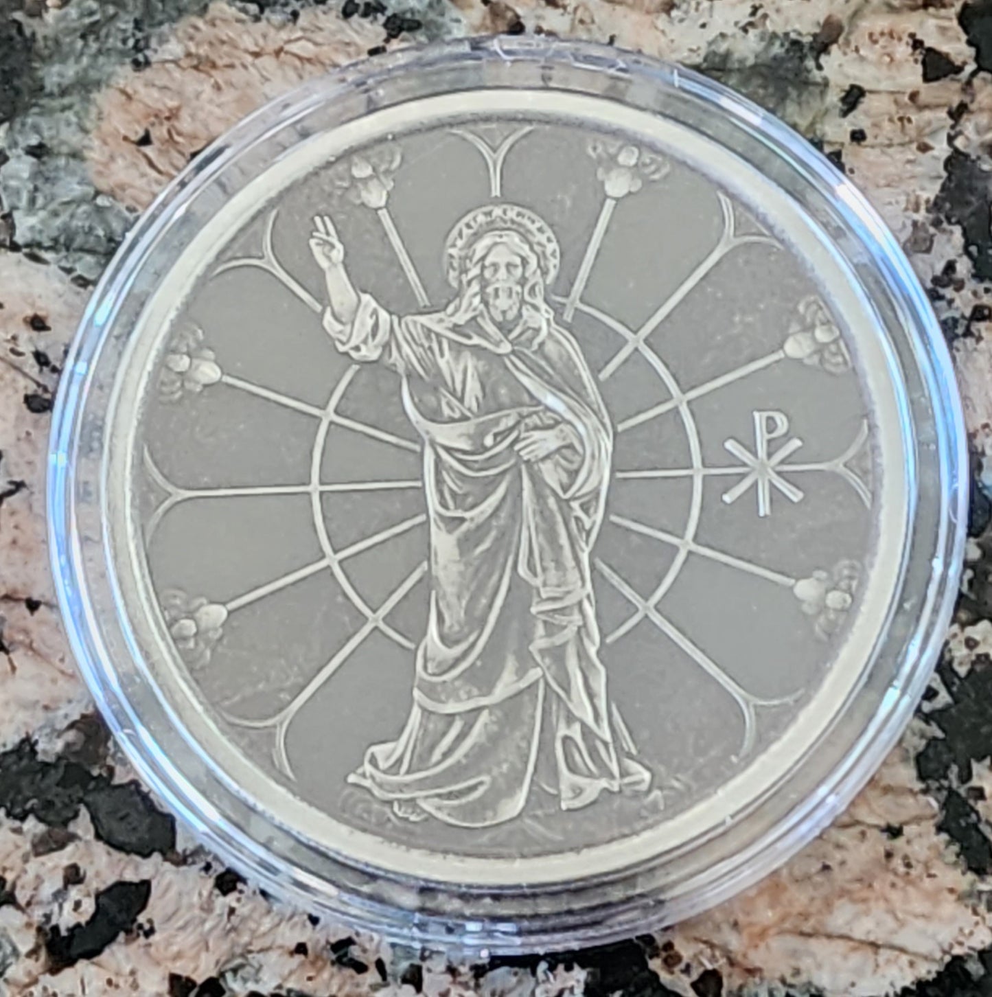 2022 JESUS COLLECTION LIGHT OF CHRIST ANTIQUE 1 OZ .999 SILVER PROOF-LIKE COIN w/ CAPSULE