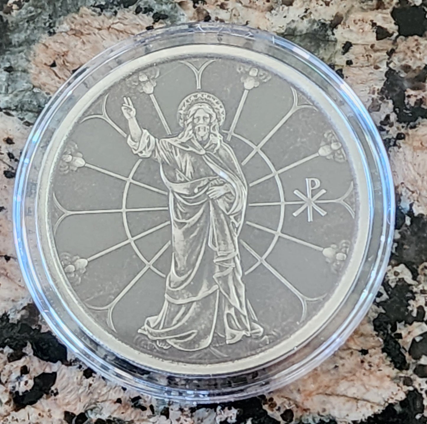 2022 JESUS COLLECTION LIGHT OF CHRIST ANTIQUE 1 OZ .999 SILVER PROOF-LIKE COIN w/ CAPSULE