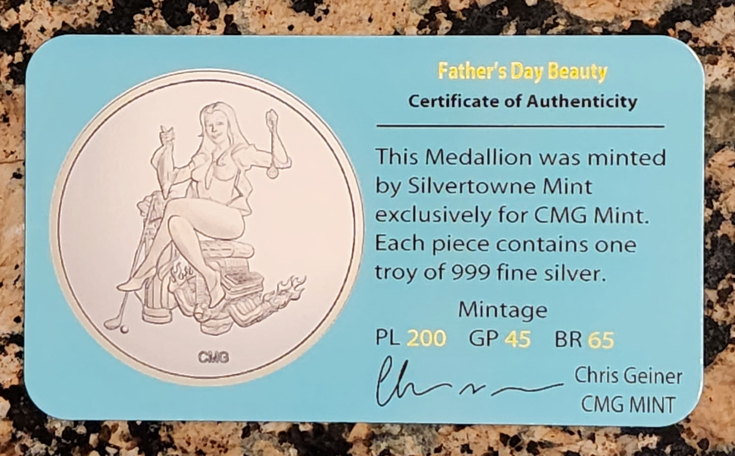 2023 Father's Day Beauty Silver .999 1oz Round Limited Mintage of 200 with COA