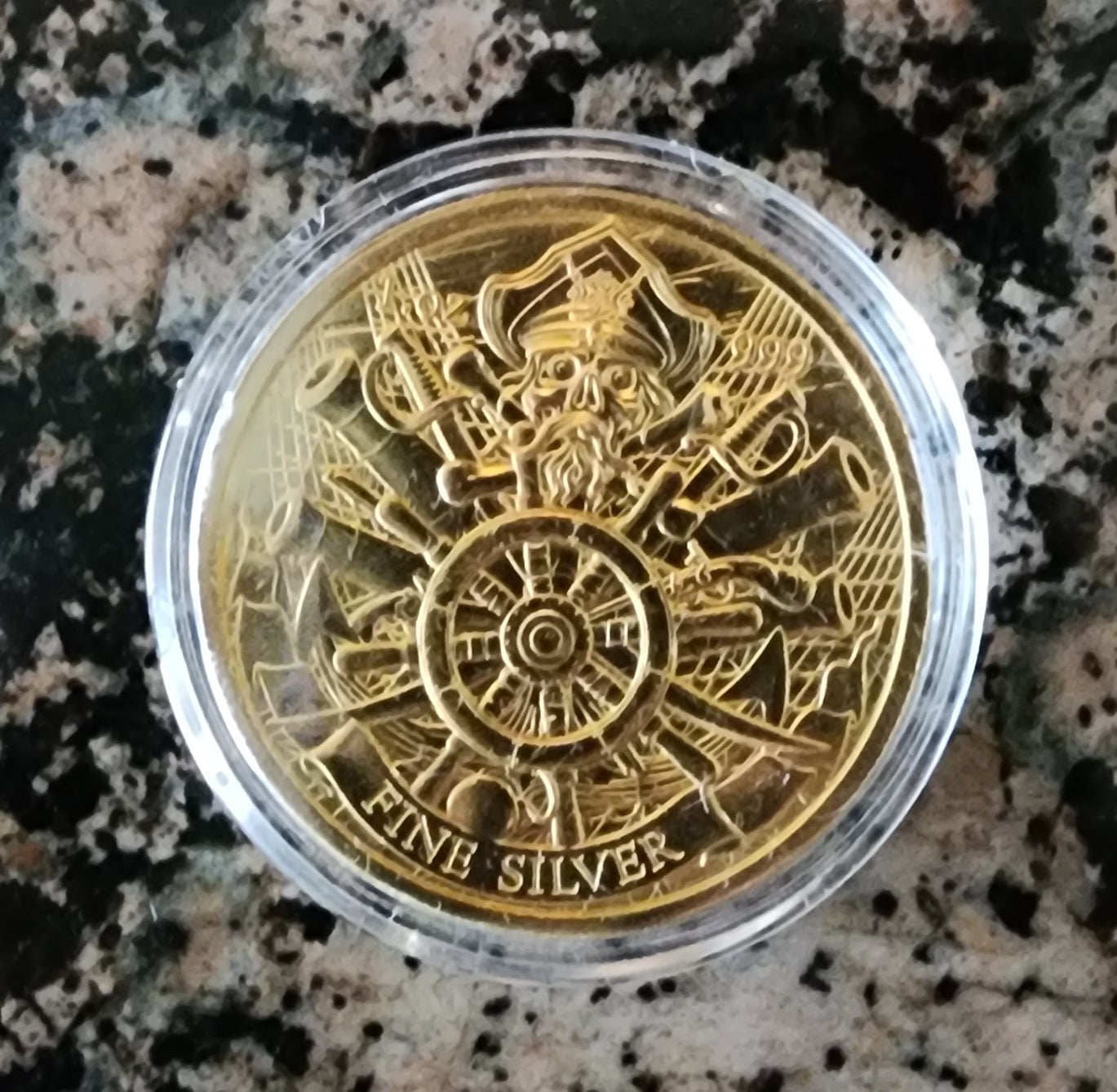 Pirate - Dead Men Tell No Tales 1oz .999 Silver Round Limited Edition Gold Plated