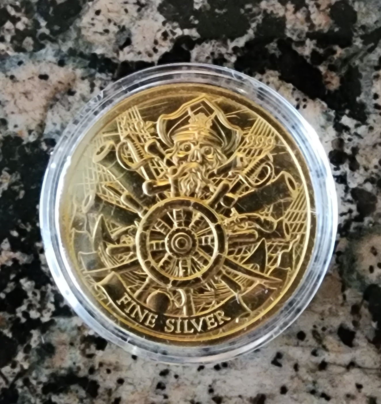 Pirate - Dead Men Tell No Tales 1oz .999 Silver Round Limited Edition Gold Plated