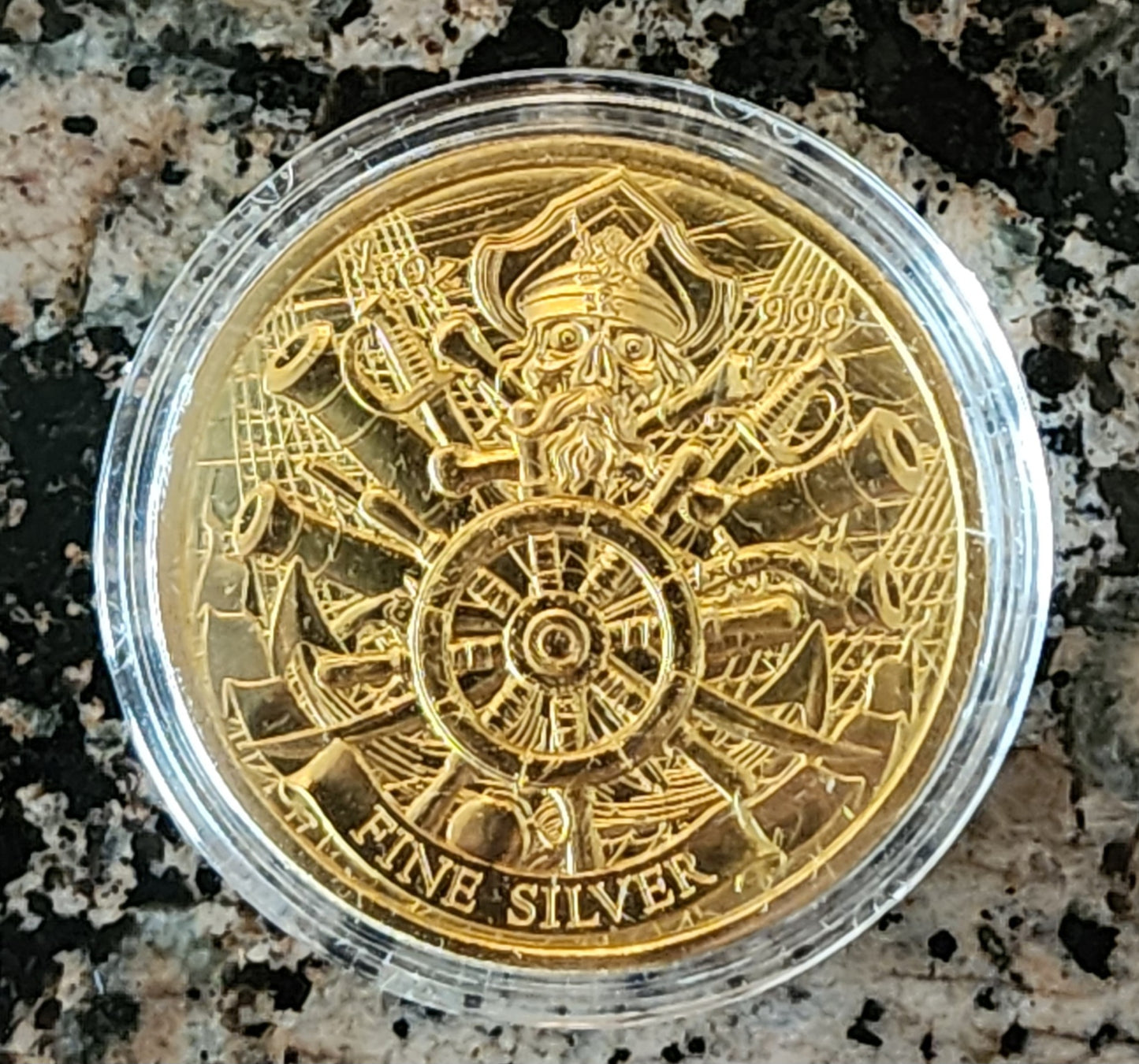 Pirate - Dead Men Tell No Tales 1oz .999 Silver Round Limited Edition Gold Plated