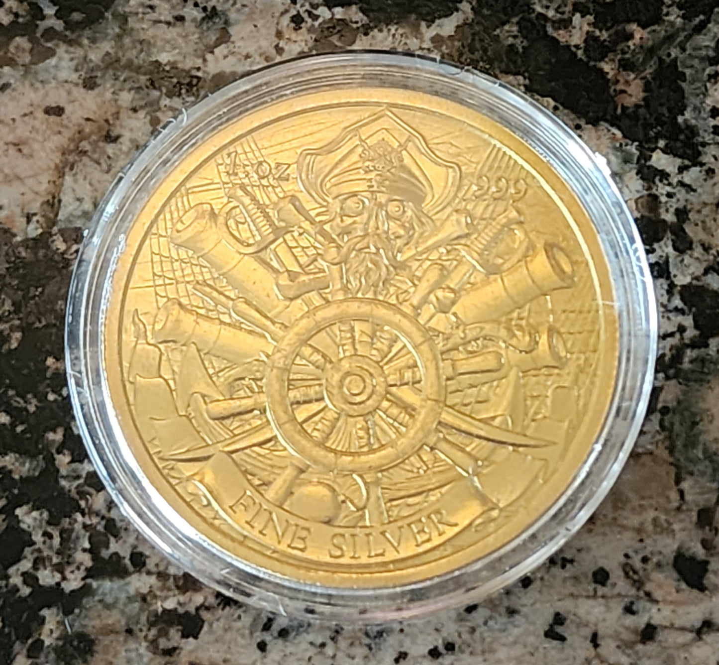 Pirate - Dead Men Tell No Tales 1oz .999 Silver Round Limited Edition Gold Plated