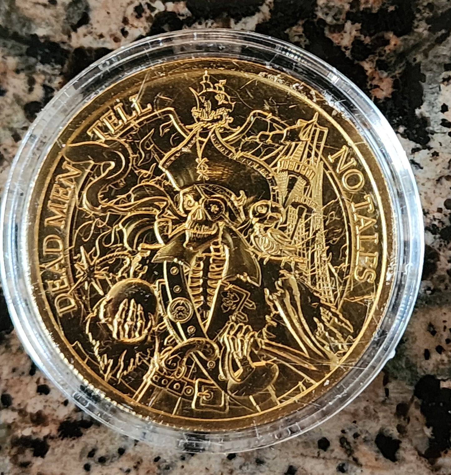 Pirate - Dead Men Tell No Tales 1oz .999 Silver Round Limited Edition Gold Plated