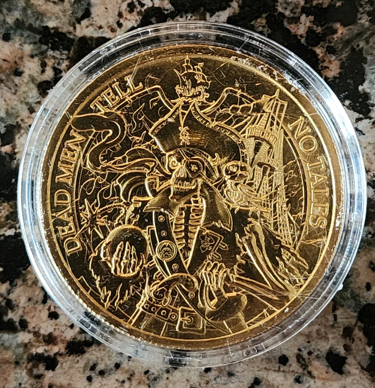 Pirate - Dead Men Tell No Tales 1oz .999 Silver Round Limited Edition Gold Plated