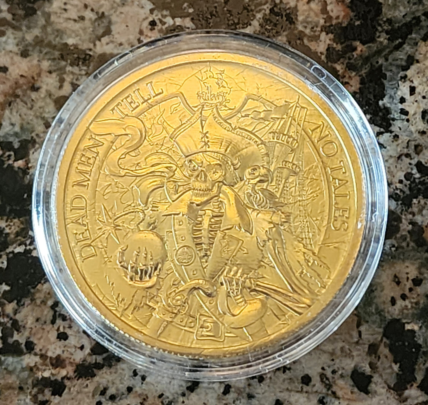 Pirate - Dead Men Tell No Tales 1oz .999 Silver Round Limited Edition Gold Plated