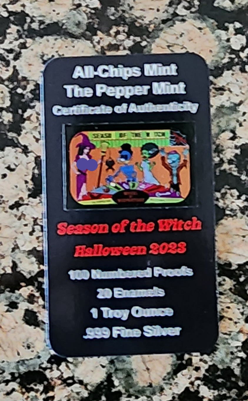 2023 Season of the Witch Sexy 1 Oz .999 Silver Art Bar Rare w/ COA