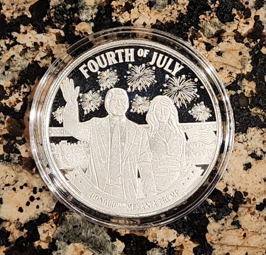 2023 Trump & Melania 4th of July 1 Oz Silver Round .999 Fine Limited Edition