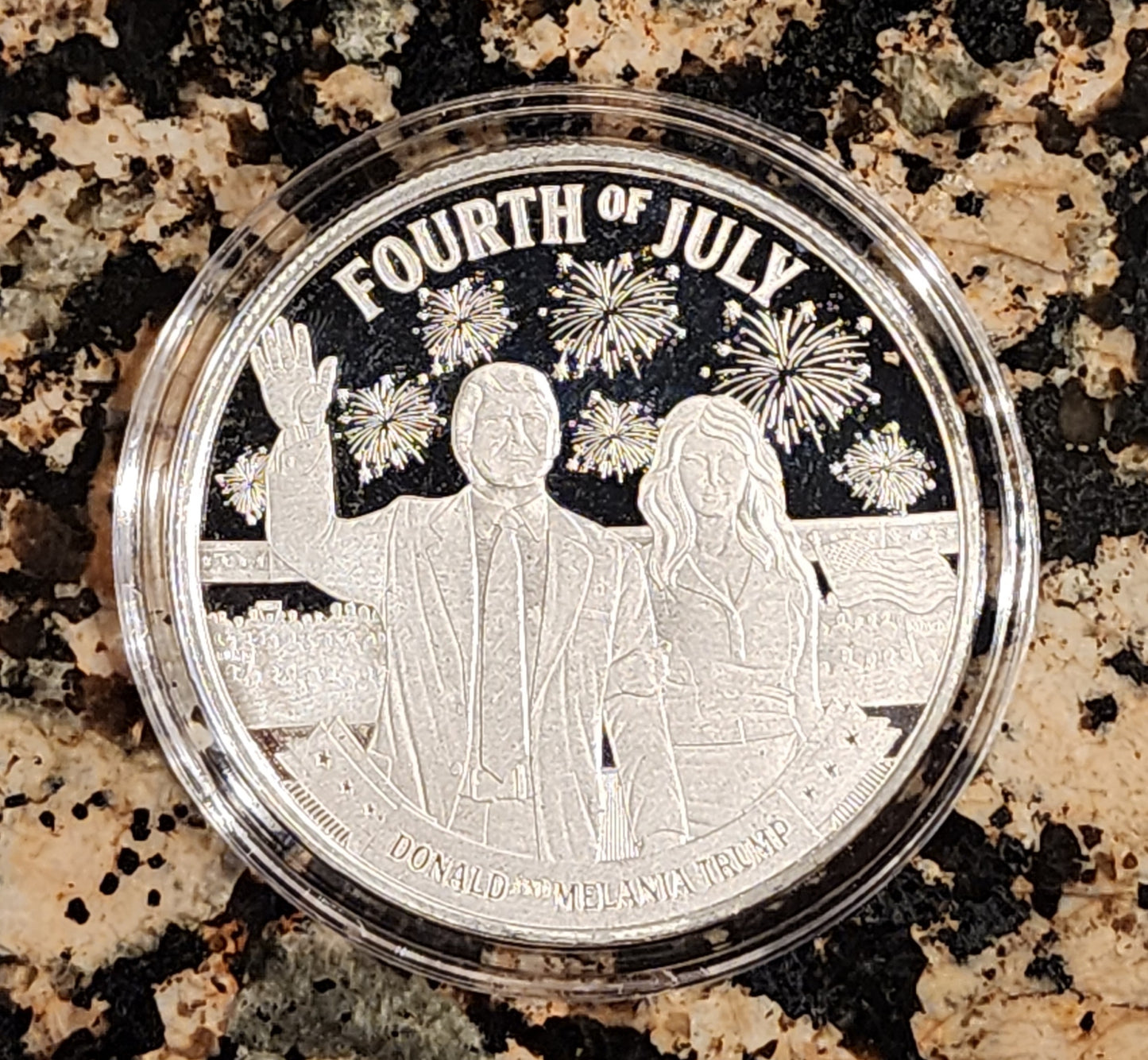 2023 Trump & Melania 4th of July 1 Oz Silver Round .999 Fine Limited Edition