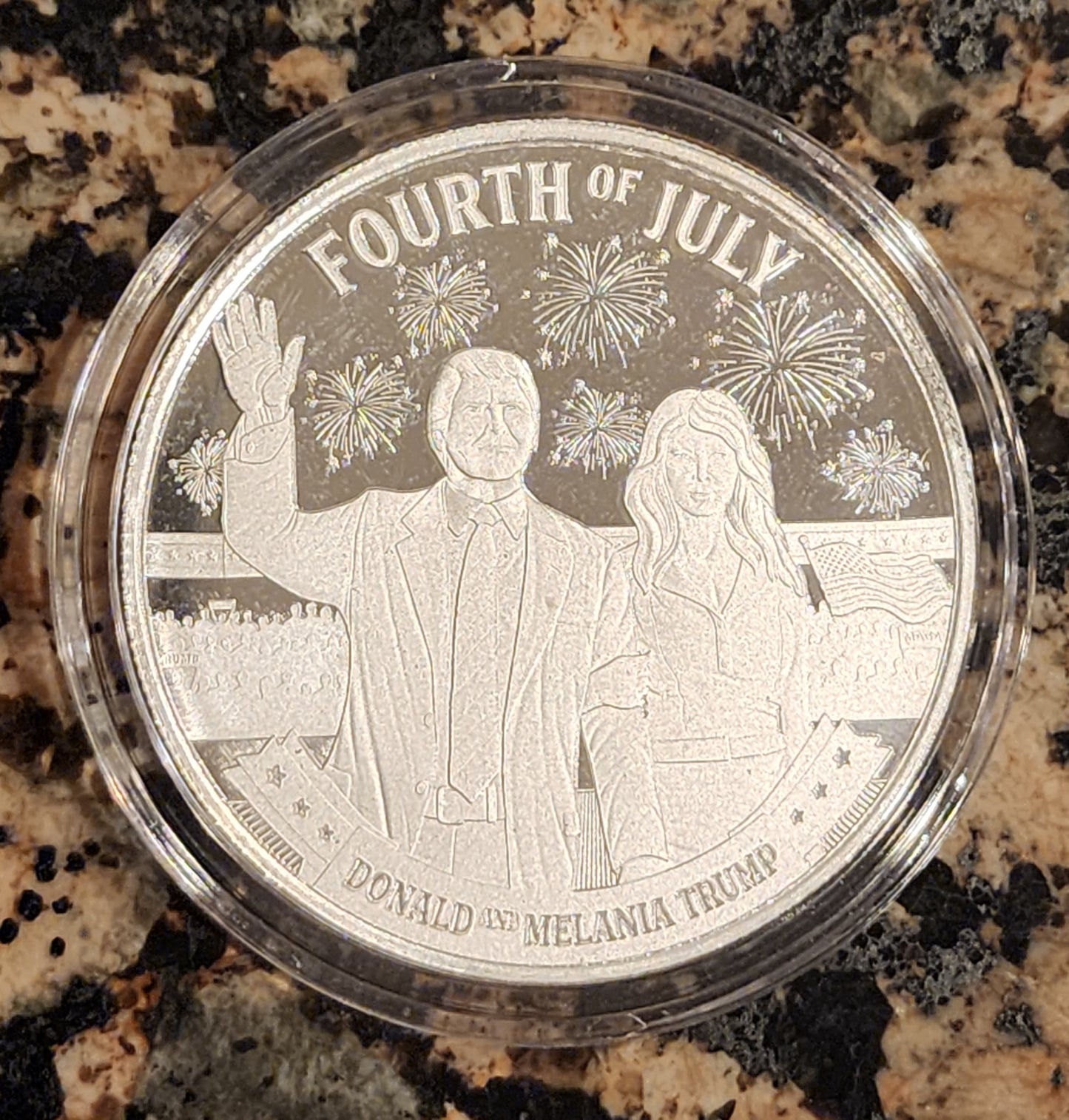 2023 Trump & Melania 4th of July 1 Oz Silver Round .999 Fine Limited Edition