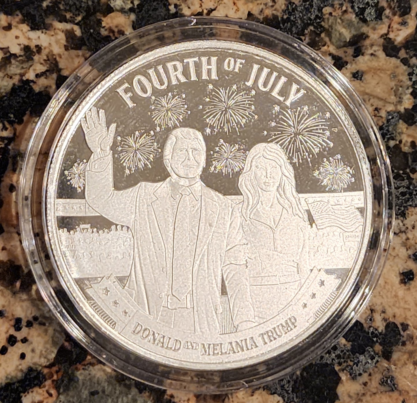 2023 Trump & Melania 4th of July 1 Oz Silver Round .999 Fine Limited Edition