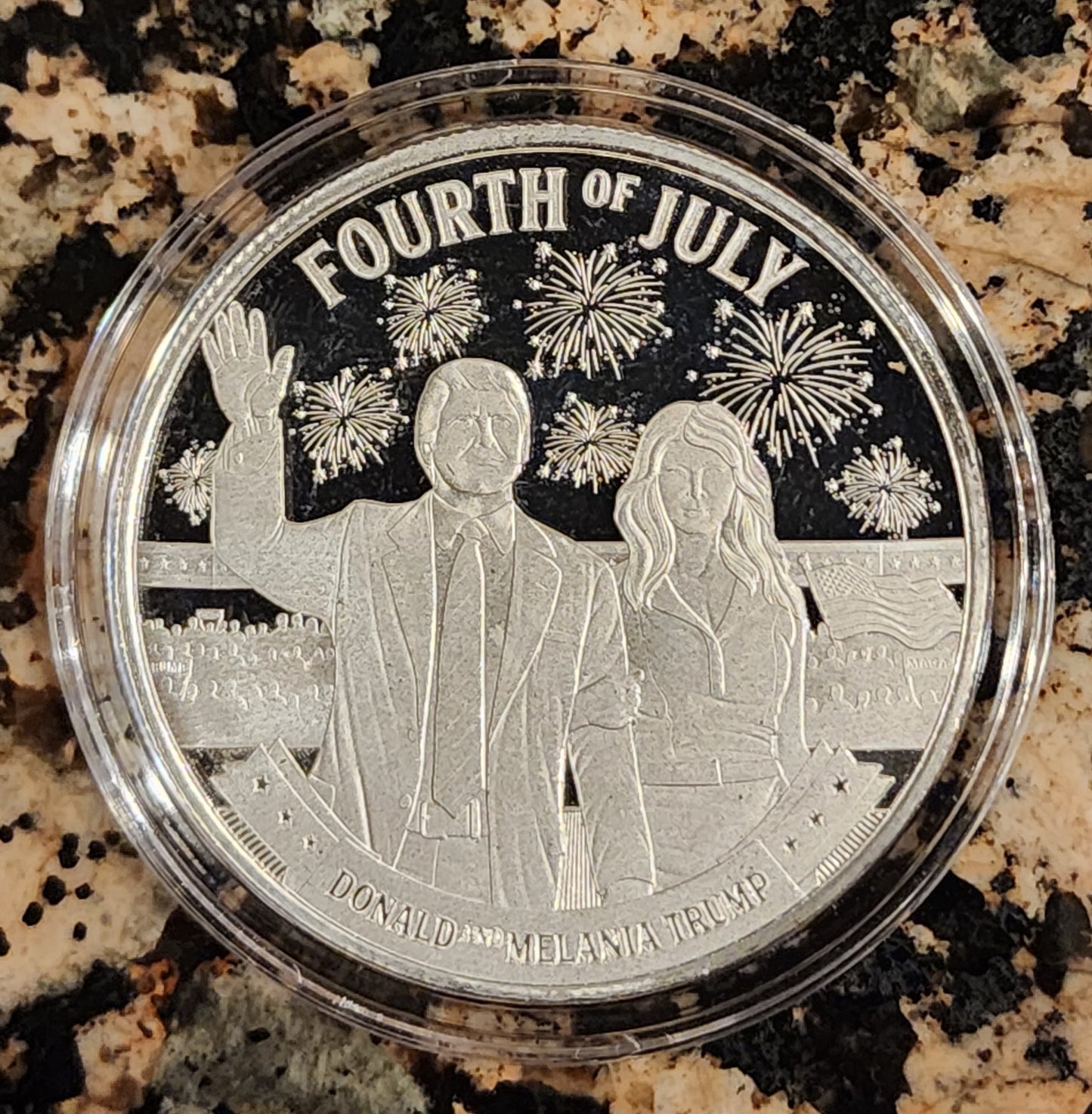 2023 Trump & Melania 4th of July 1 Oz Silver Round .999 Fine Limited Edition