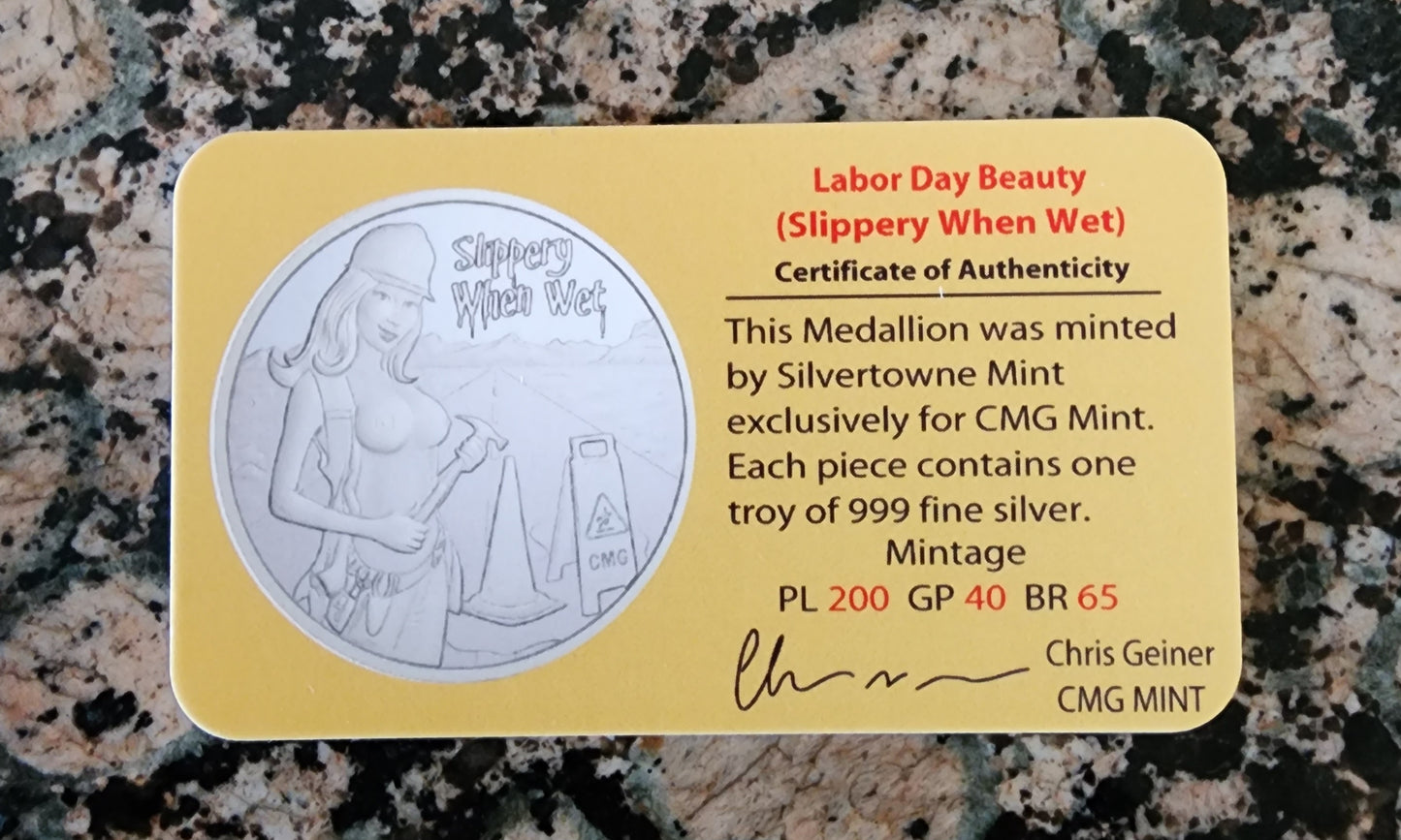 2023 Labor Day Beauty Silver .999 1oz Round Limited Mintage of 200 with COA