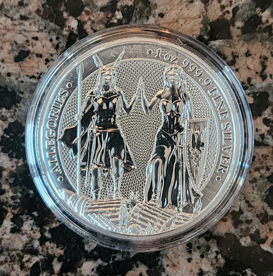 2023 GALIA & GERMANIA THE ALLEGORIES 1 oz .9999 Silver BU Coin in capsule w/ COA - 25,000 Minted