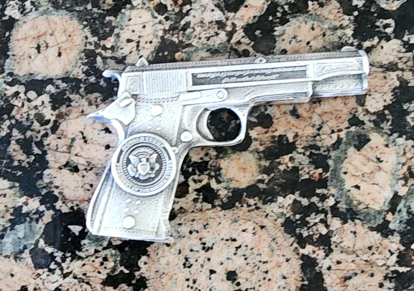 Trump 2nd Amendment Pistol Hand Poured Pure Silver ~3 Troy Ounces .999 Fine