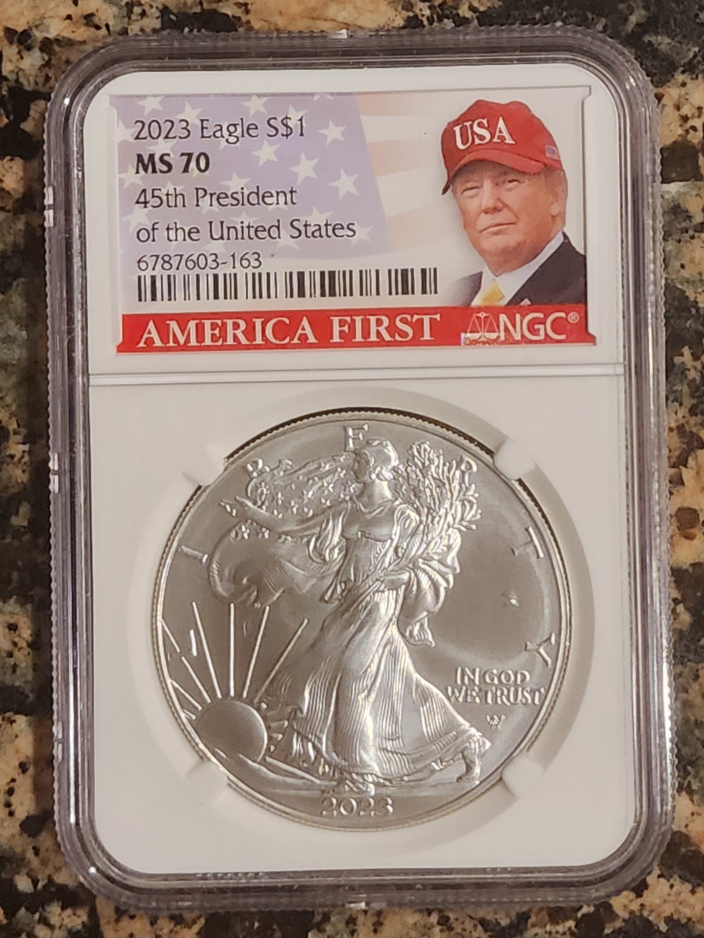 2023 Silver American Eagle MS70 Trump America First NGC Certified