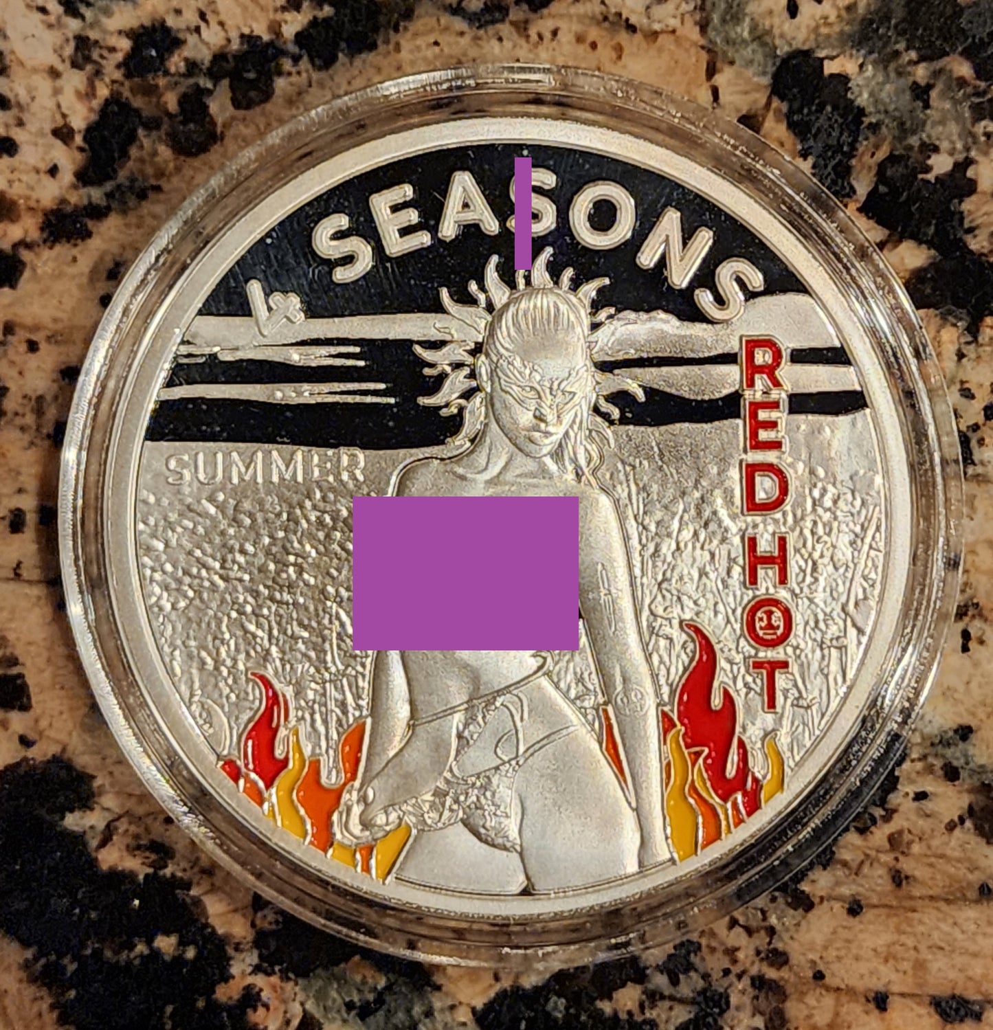 Summer - Red Hot - 4 Seasons 1oz .999 Fine Silver Round 100 Minted w/ COA