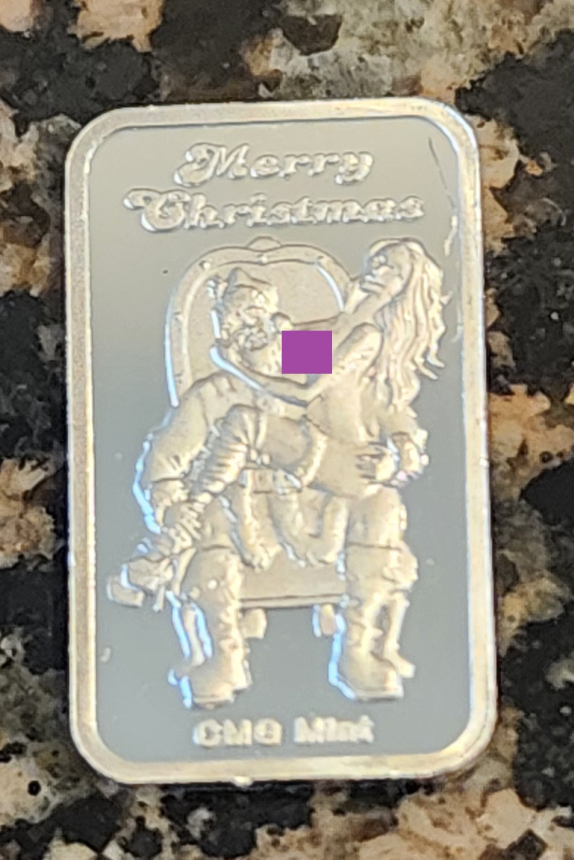 Santa's Beauty 1/10 Troy Oz 999 Silver Art Mini Bar Limited Edition