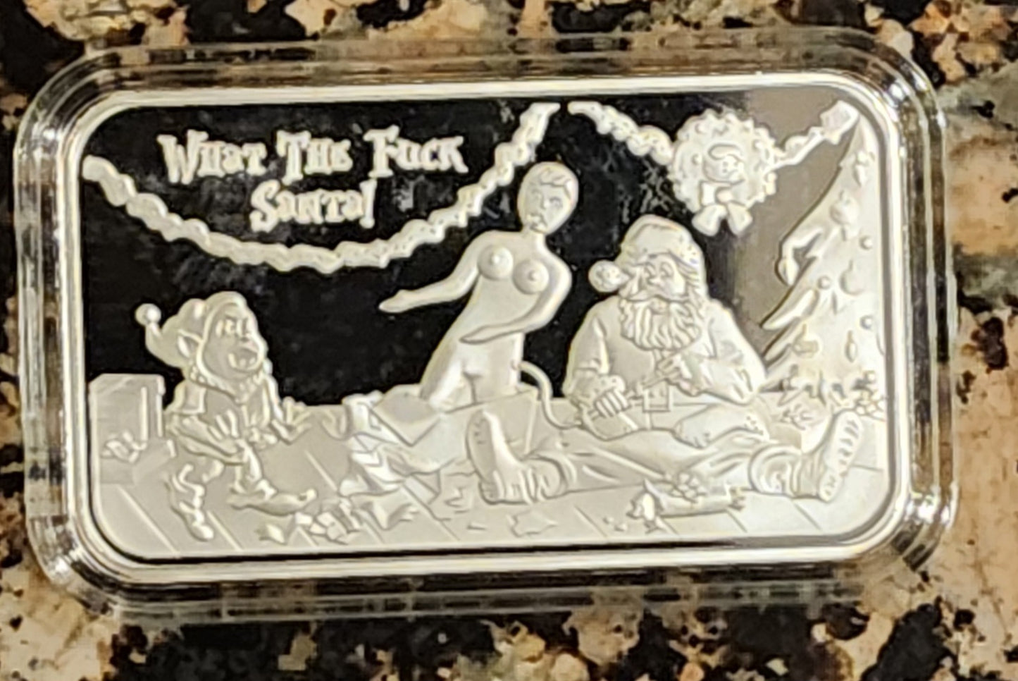 2023 What the F!#$ Santa Sexy 1 Oz .999 CMG Mint Silver Art Bar Rare w/ COA