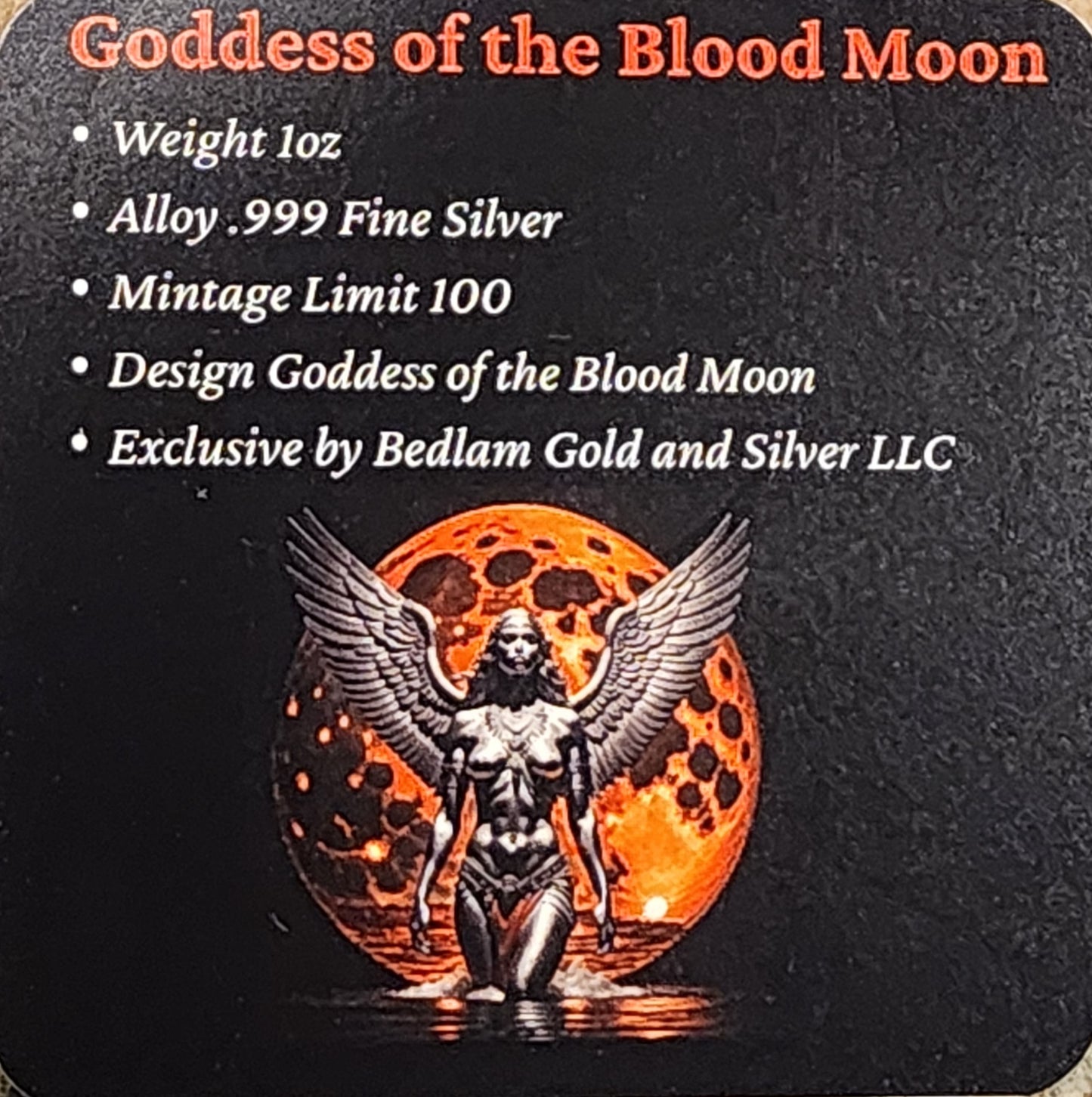 Goddess of the Blood Moon Sexy Silver .999 1 Oz Round 100 Minted