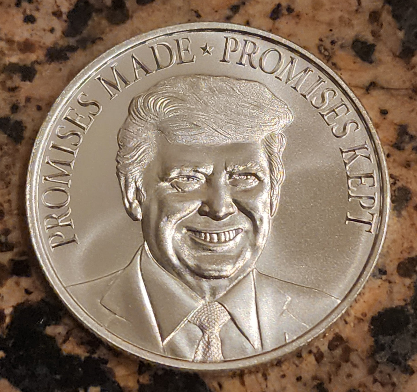 Trump Promises Made Promises Kept 1 Troy Oz Silver Round .999 BU w/ Protective Cap