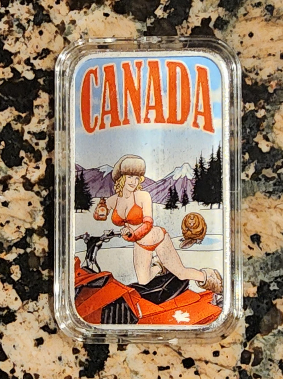 Global Gals Canada 1 Oz .999 Silver Art Bar 300 Max Mintage w/COA