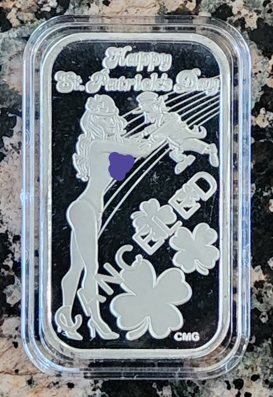 2024 Cancelled Saint Patrick's Beauty Sexy 1 Oz .999 CMG Mint Silver Art Bar Rare w/ COA