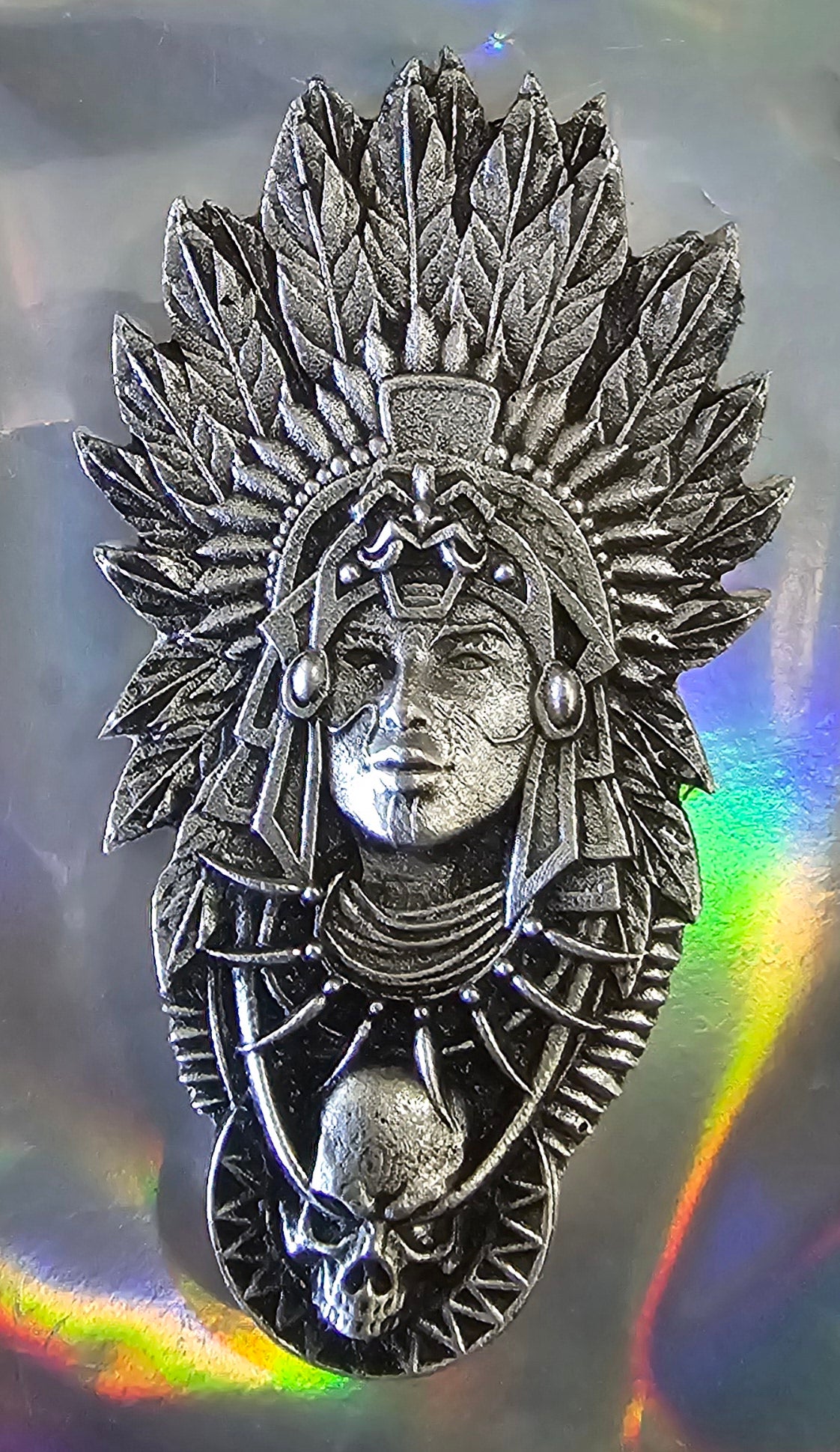 America Aztec Indian Hand Poured High Relief .999 Silver 3+ Oz Mintage of 162