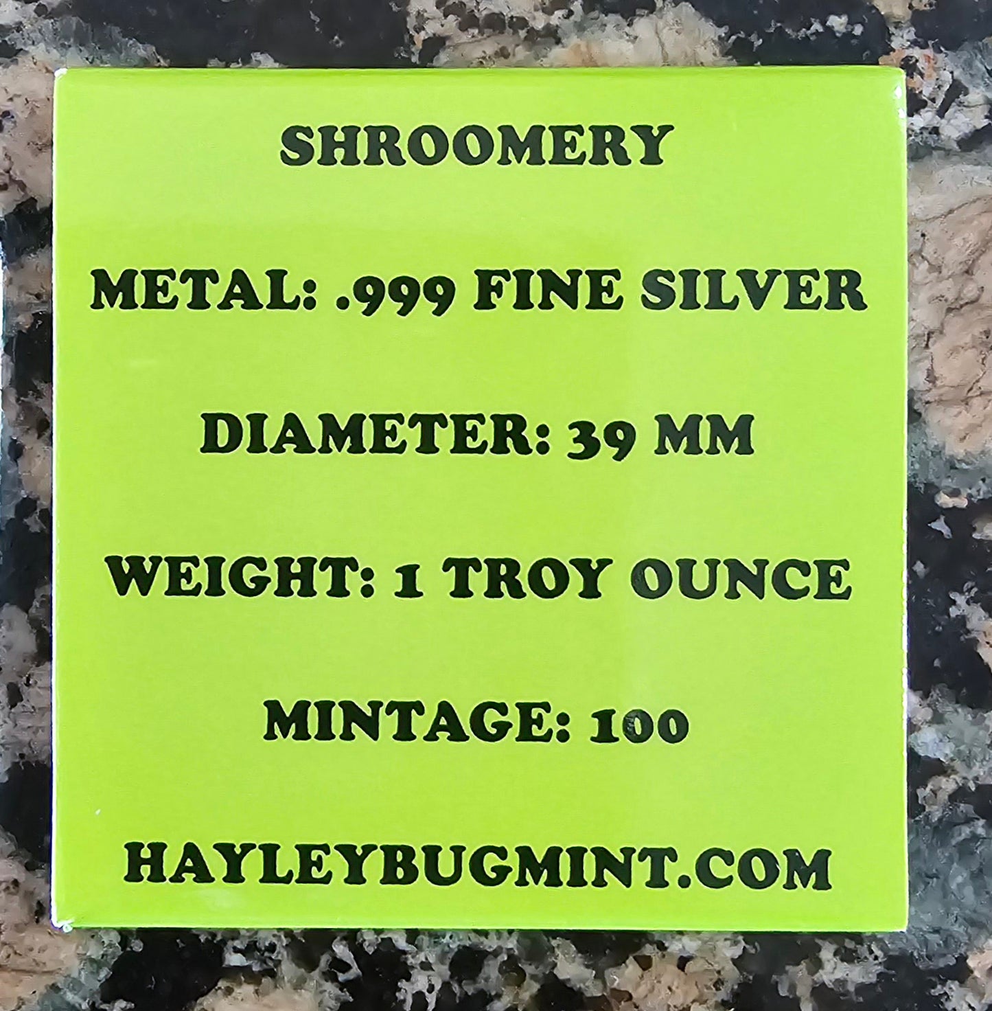 Hayleybug Mint "Shroomery" Fine Silver .999 1 Oz Round 100 Minted