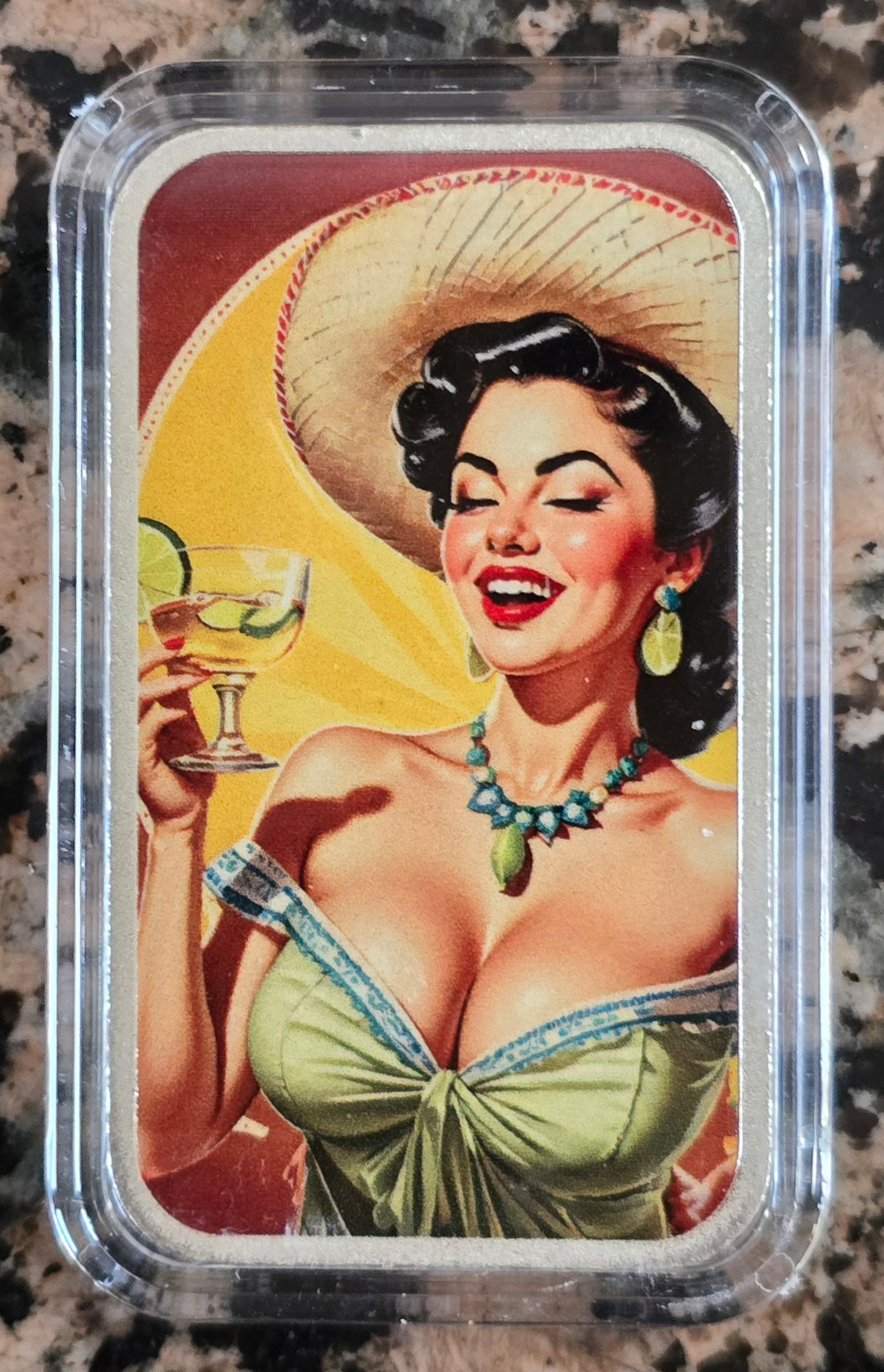 Sexy Tequila Girl 1 Oz .999 Silver Art Bar 499 Mintage w/COA