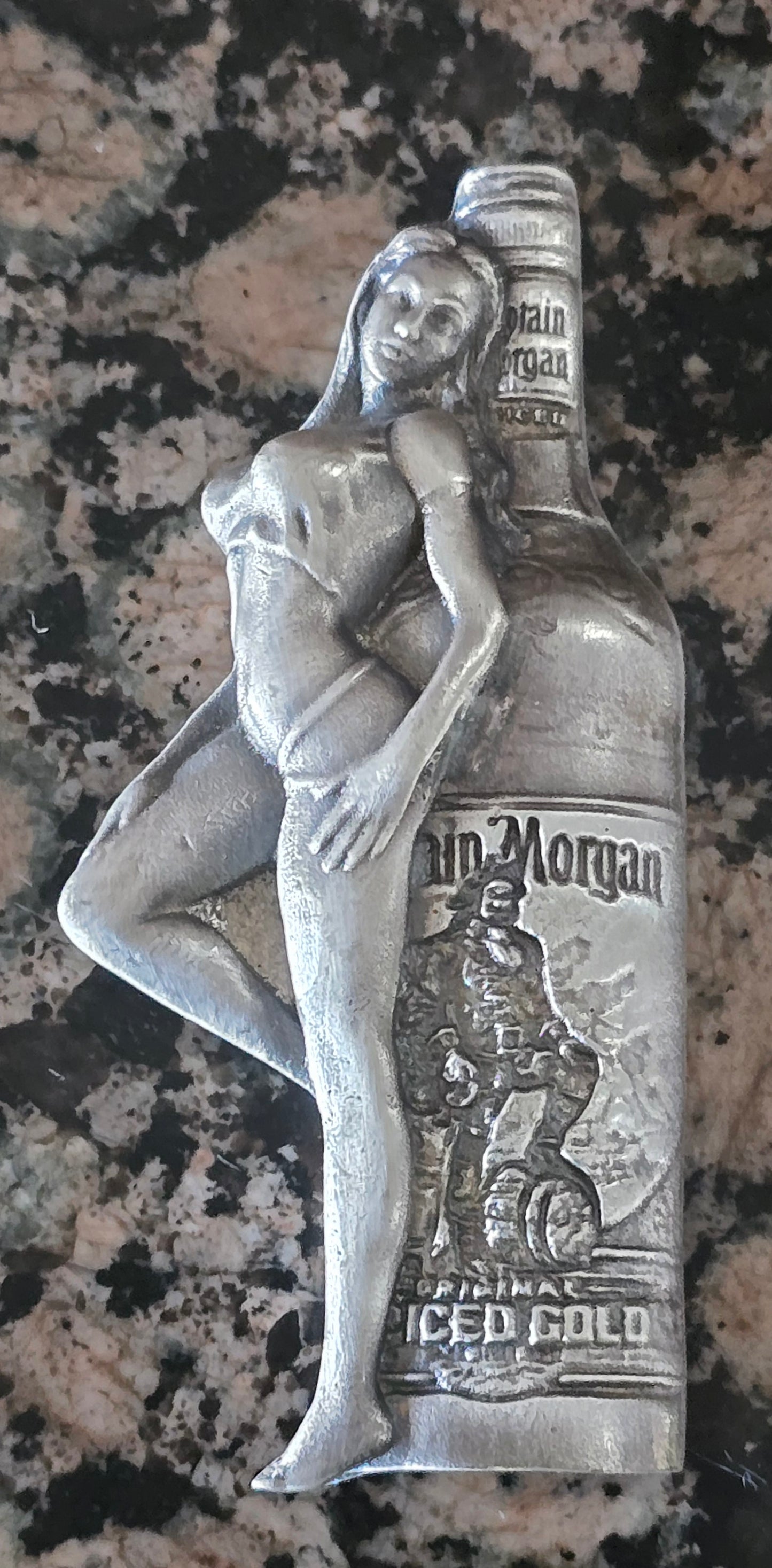 Captain Morgan's Girl  Sexy Hand Poured .999 Silver ~3.1 Troy Oz with with COA