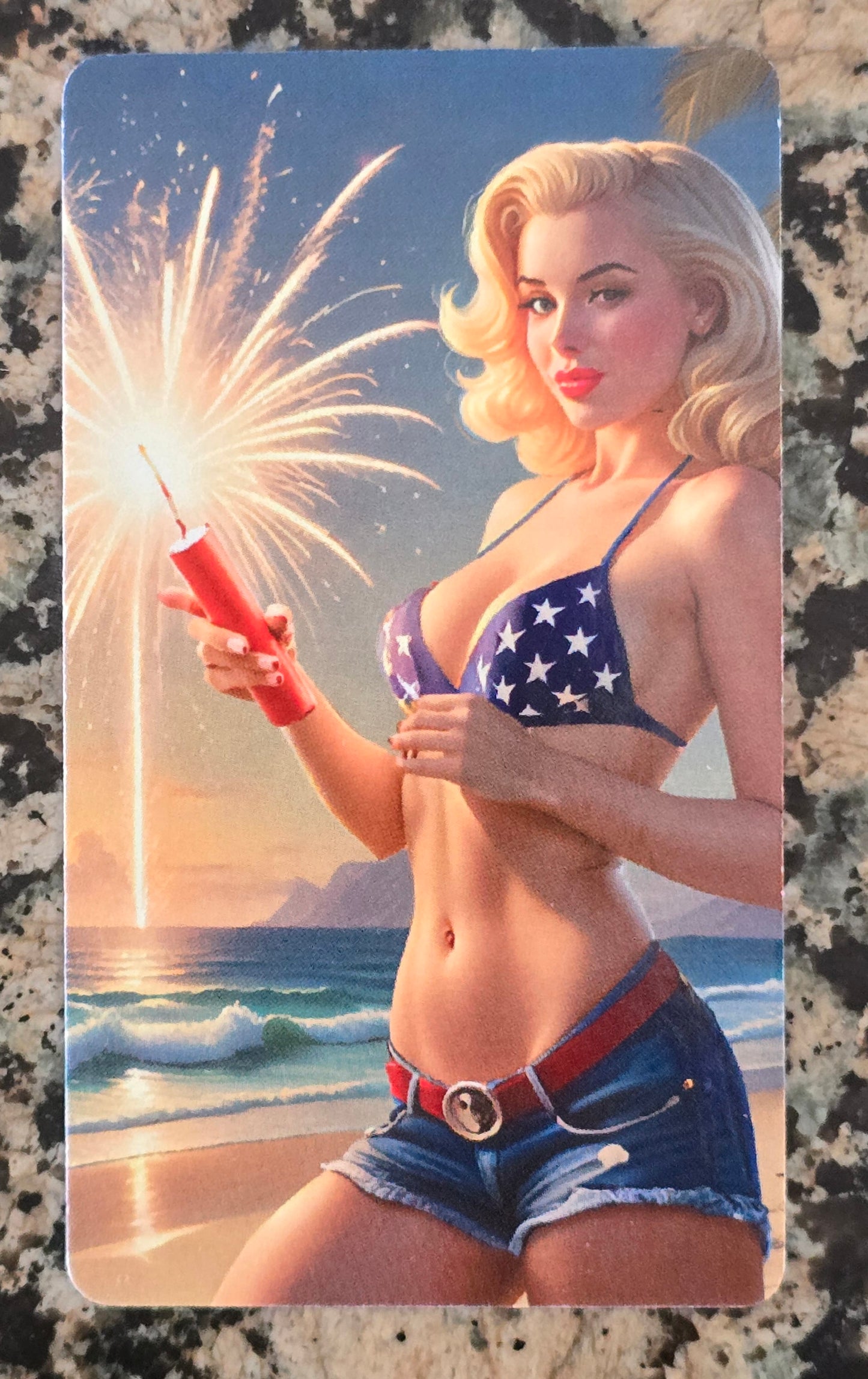 Sexy 4th of July MILF Man I Like Fireworks 1 Oz .999 Silver Art Bar 499 Mintage w/COA