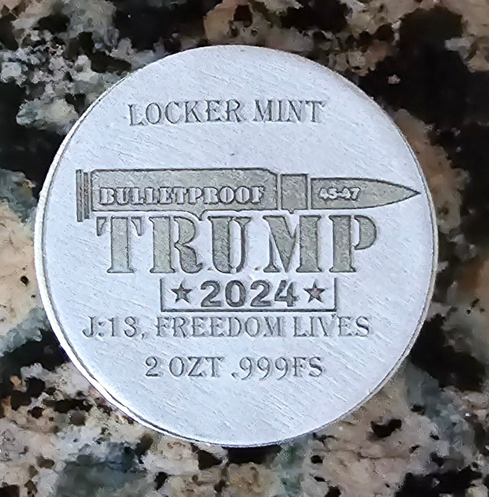 Trump Fight Fight Fight Locker Mint .999 2Oz Round w/COA