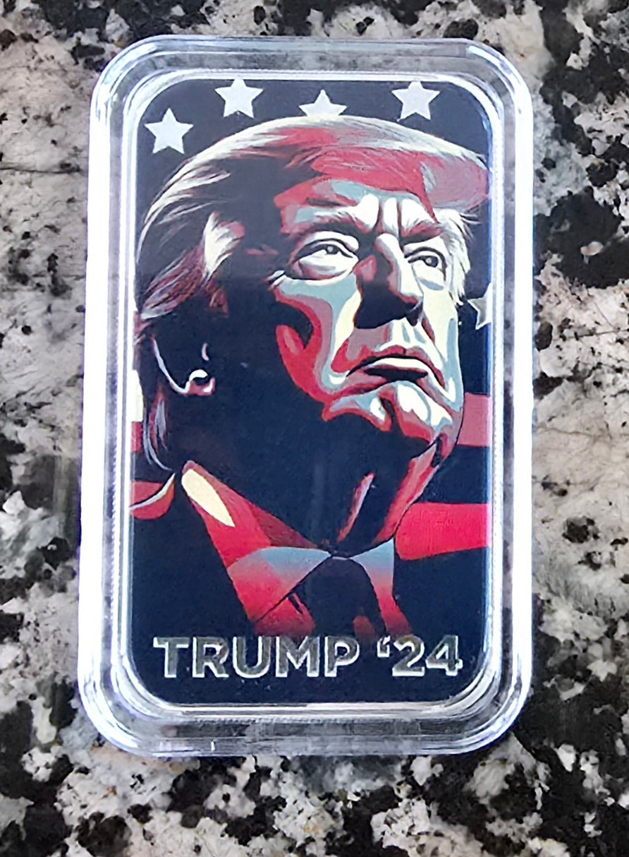 Donald Trump 2024 Presidential Election 1 Oz .999 Colorized Silver Bar w/Capsule