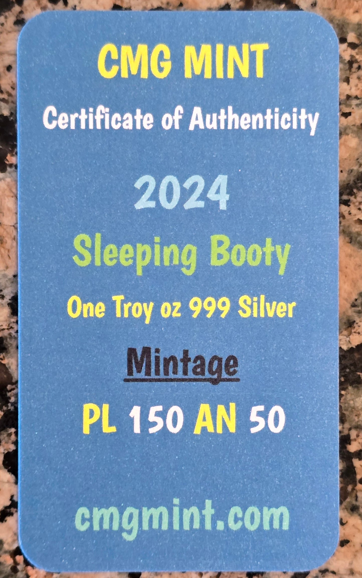 2024 Sexy Sleeping Booty 1 Oz .999 CMG Mint Silver Art Bar Rare 150 Mintage w/ COA