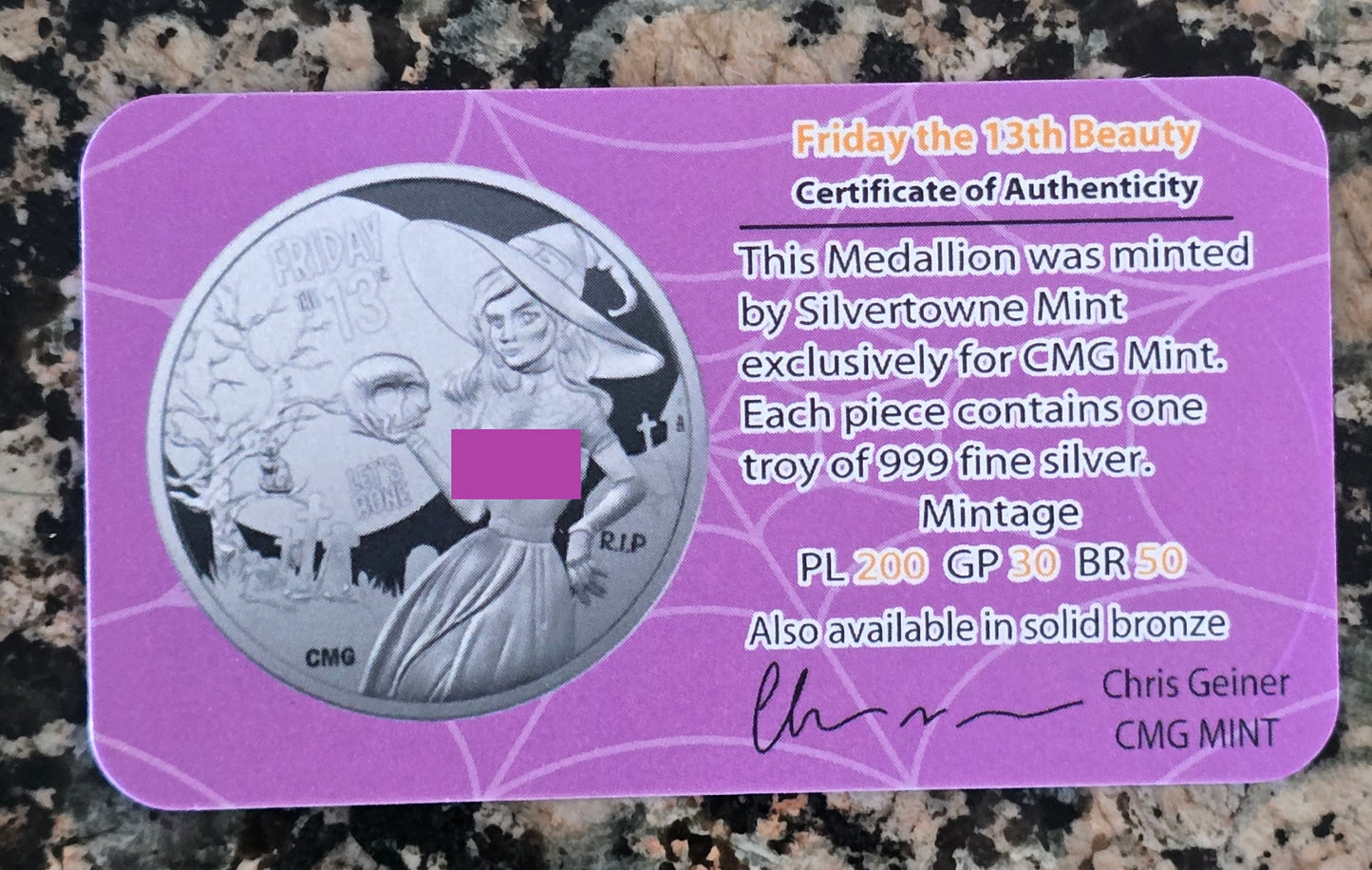 2024 Sexy Halloween Friday 13th Beauty .999 1oz Round Limited Mintage of 200 with COA