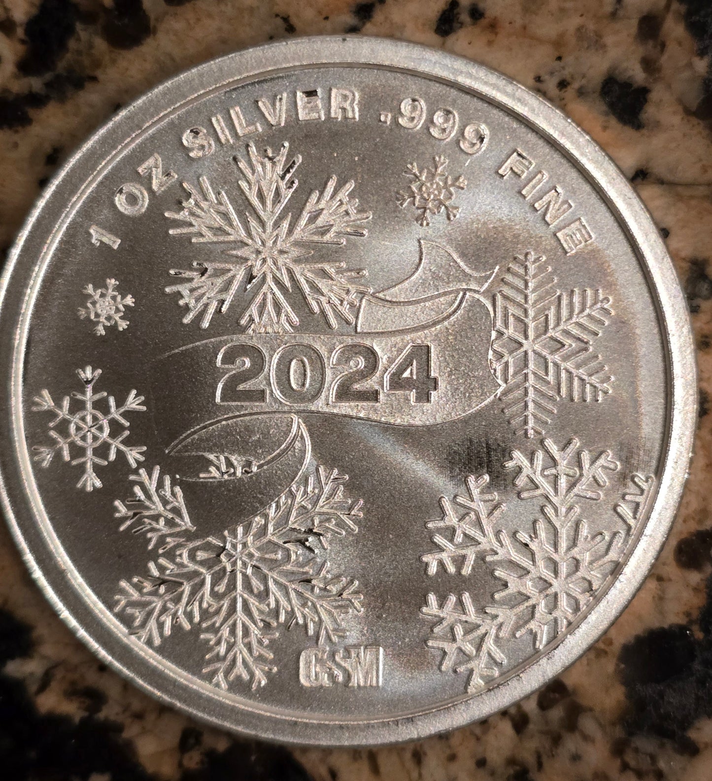 Merry Christmas Santa Claus 2024 1 Oz Silver BU Round .999 w/ Protective Capsule