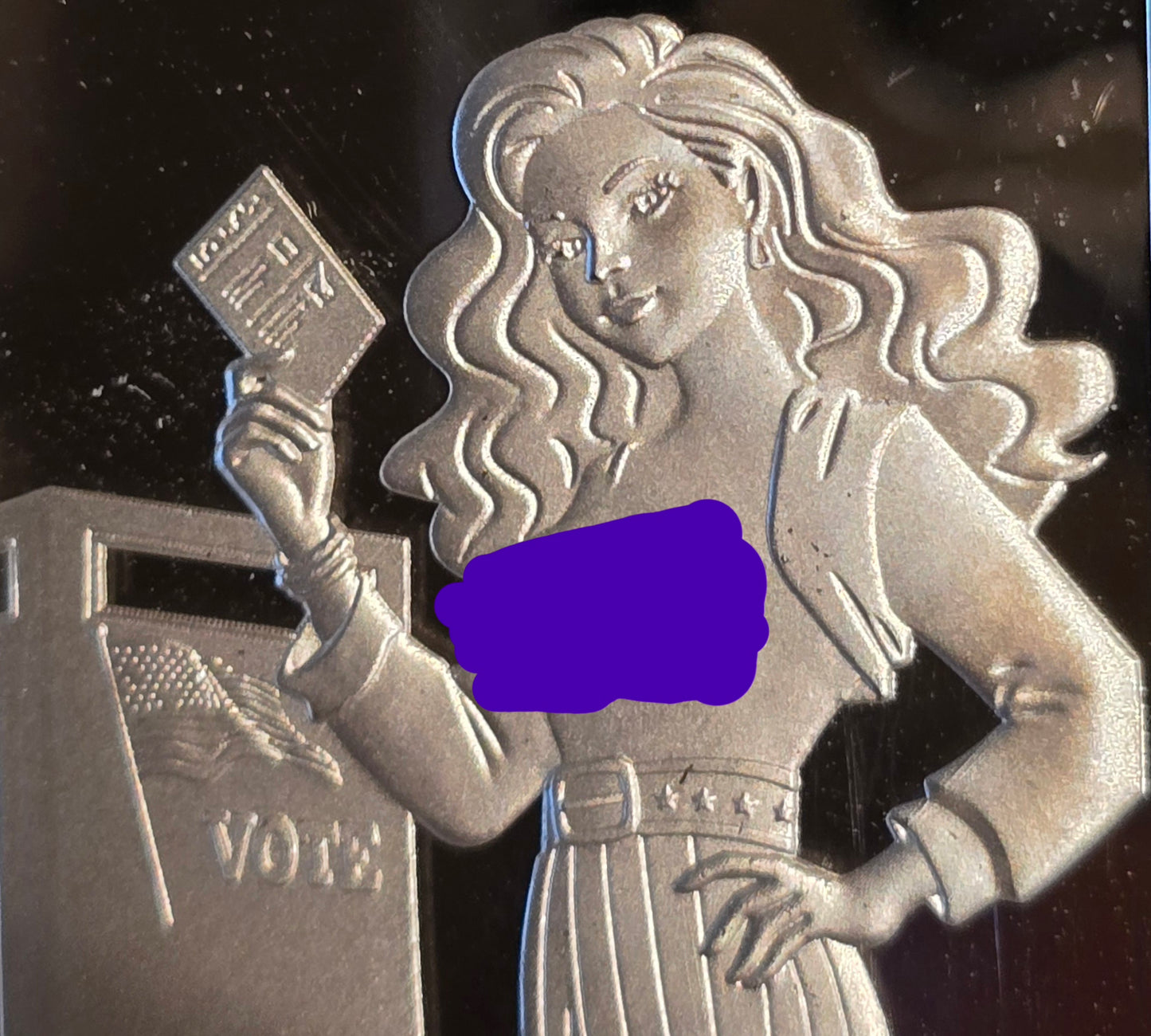 2024 Sexy Place Your Vote In Her Box 1 Oz .999 CMG Mint Silver Art Bar Rare 150 Mintage w/ COA