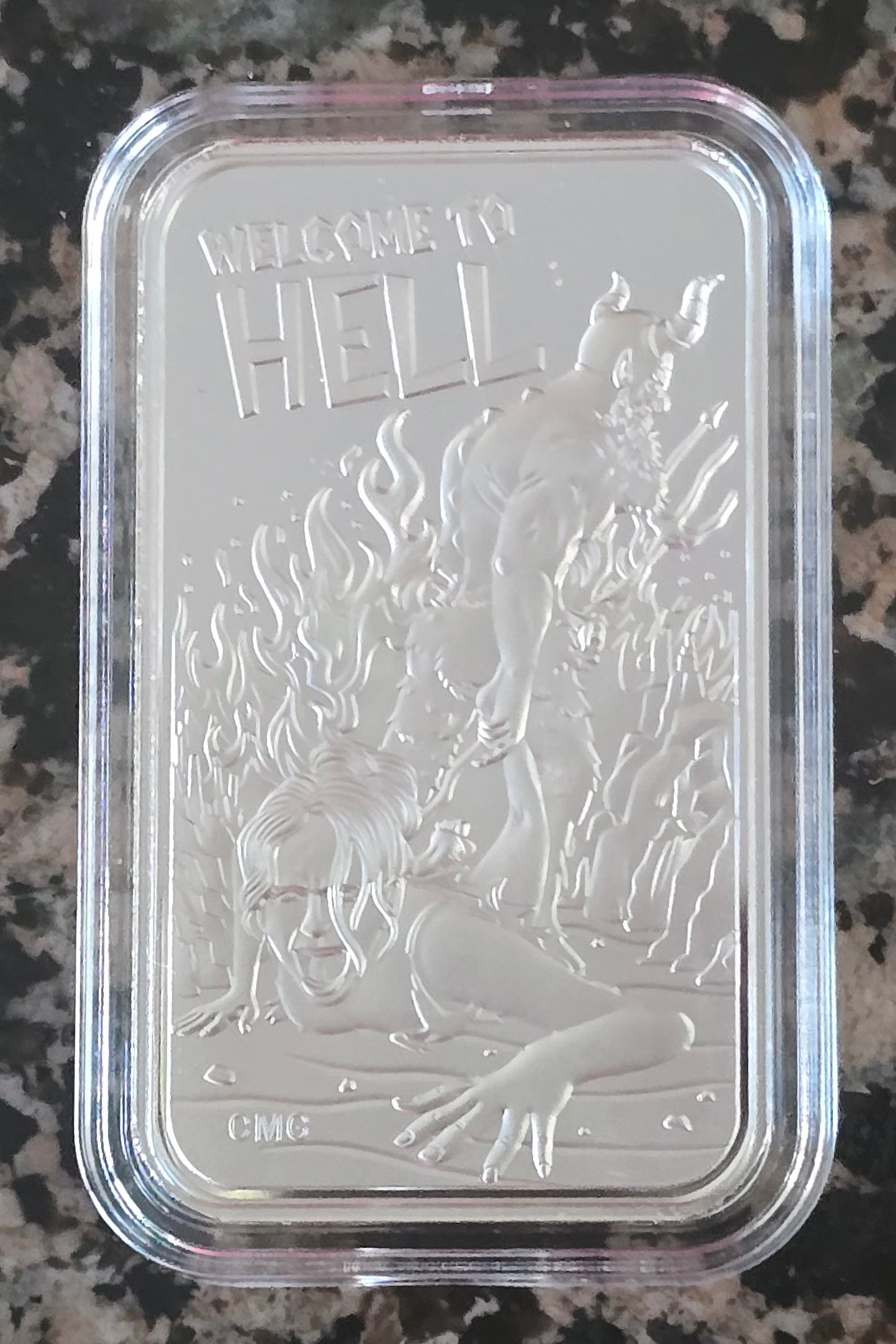 2024 'Welcome To Hell' 1 Oz CMG Mint .999 Fine Silver Rare Art Bar w/ COA