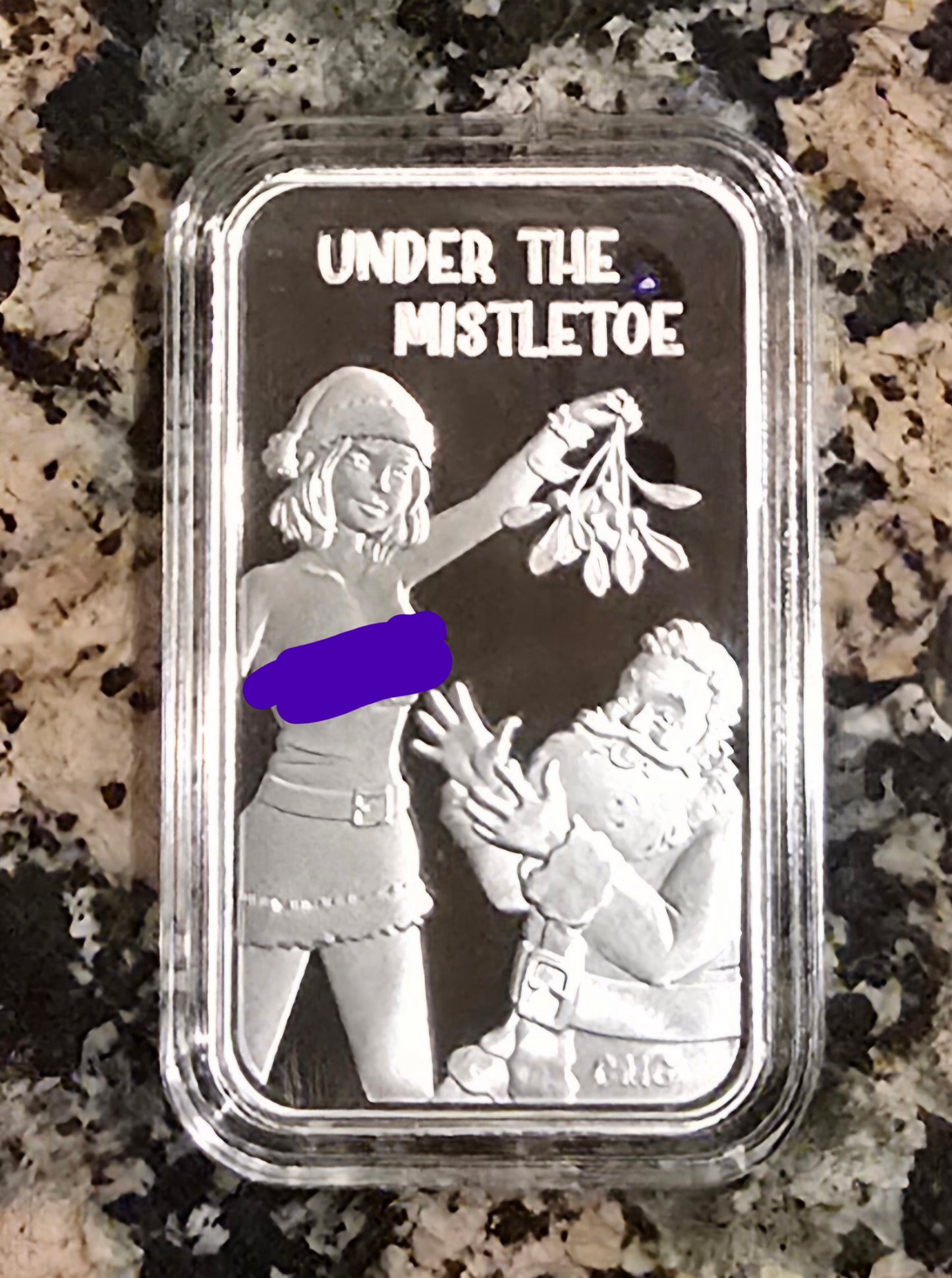 2024 Santa Under The Mistletoe 1 Oz .999 Silver CMG Mint Sexy Art Bar Rare w/ COA